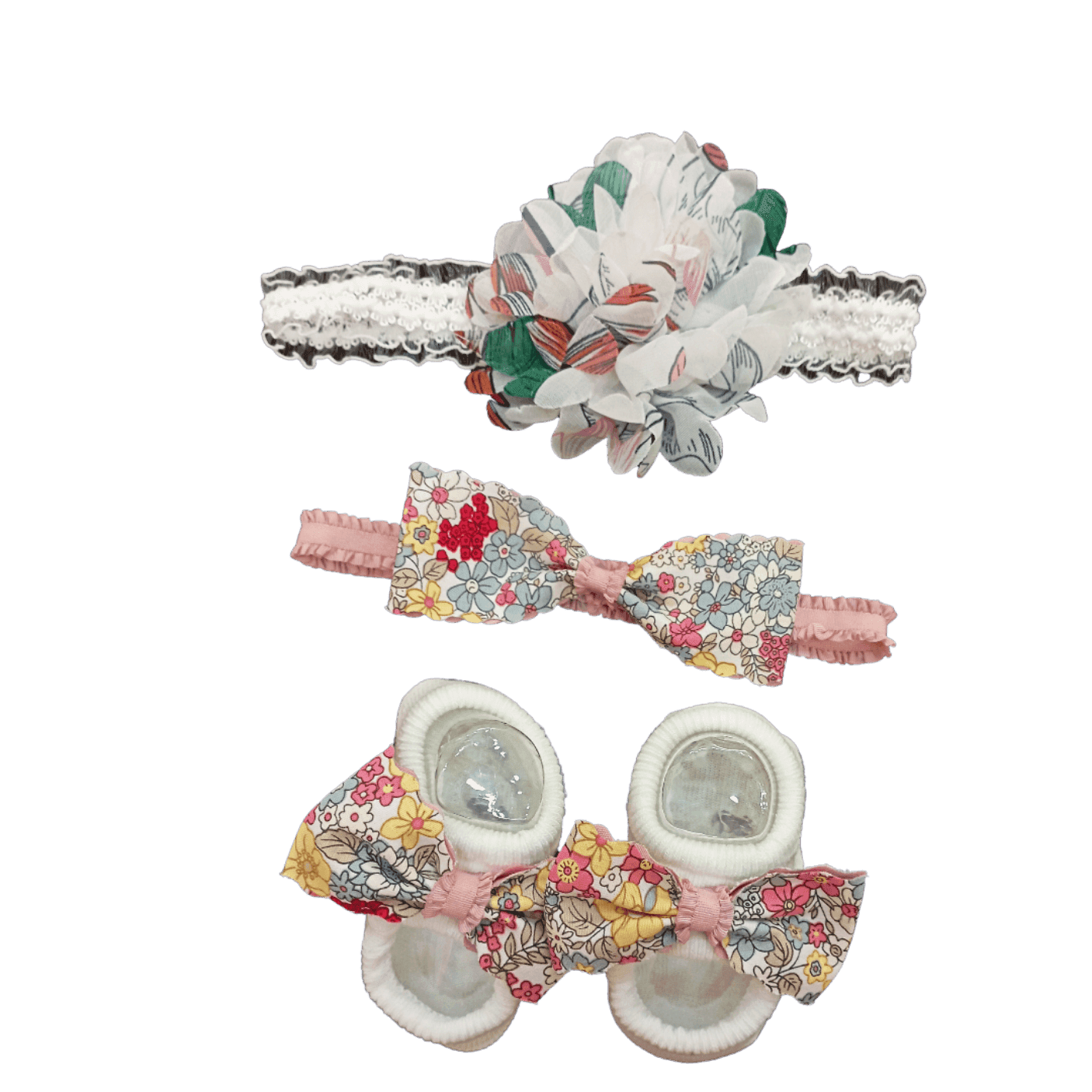 Floral Bow and Flower Bow Set — Bow Set by Little Smiles